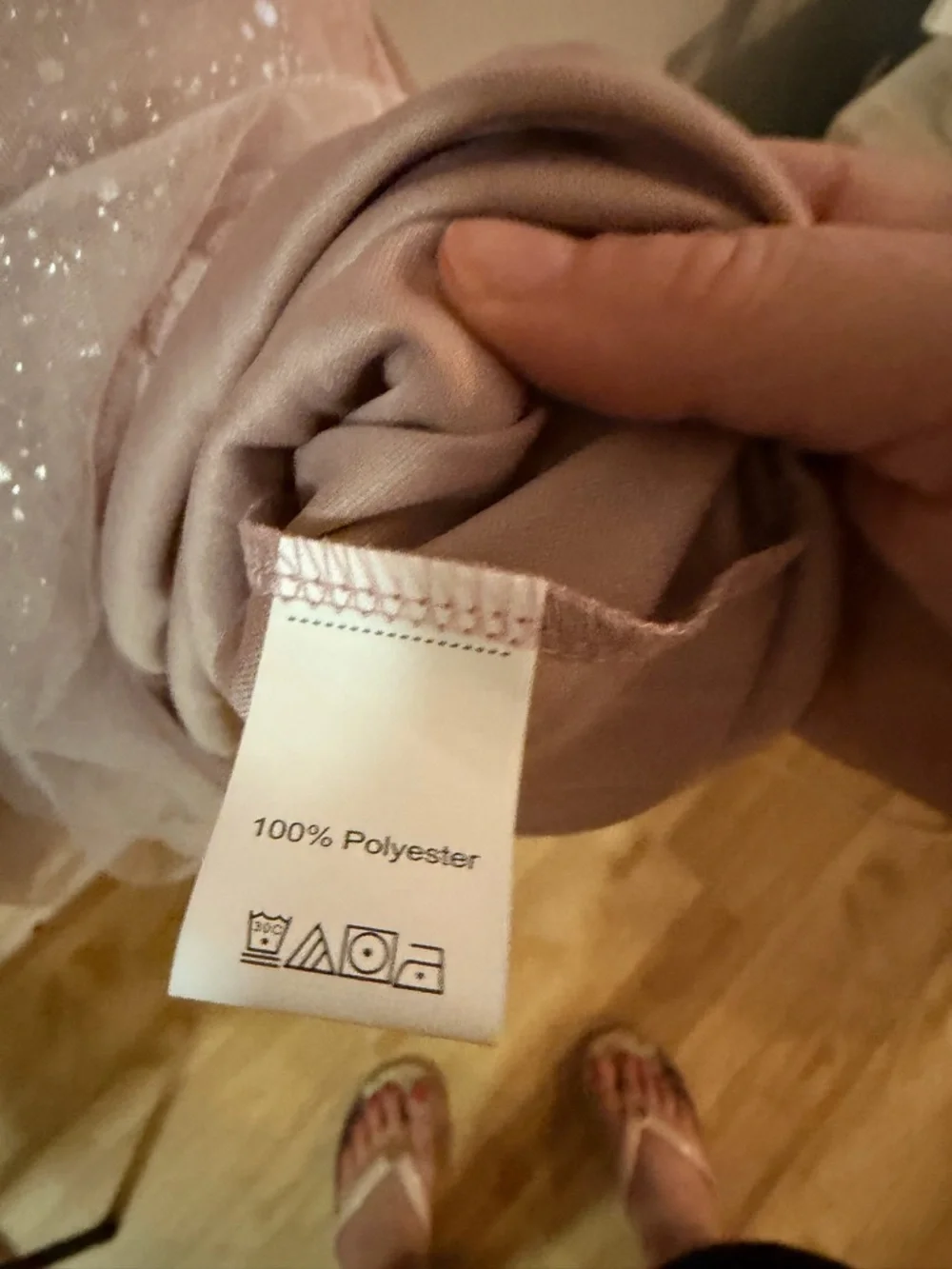 NWOT SHEIN Curve 1XL/14 Rose Gold sleeveless party mid dress with sheer fabric. - Picture 5 of 6